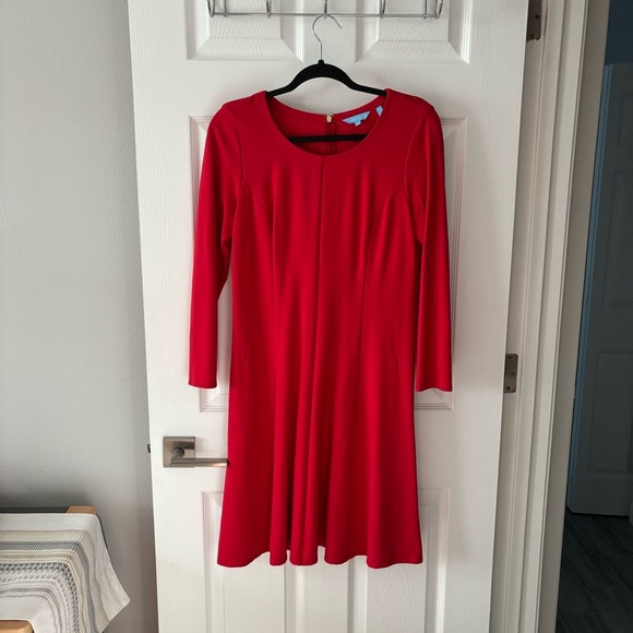 Draper James lipstick red ponte knit fit and flare dress size Small - Picture 5 of 12